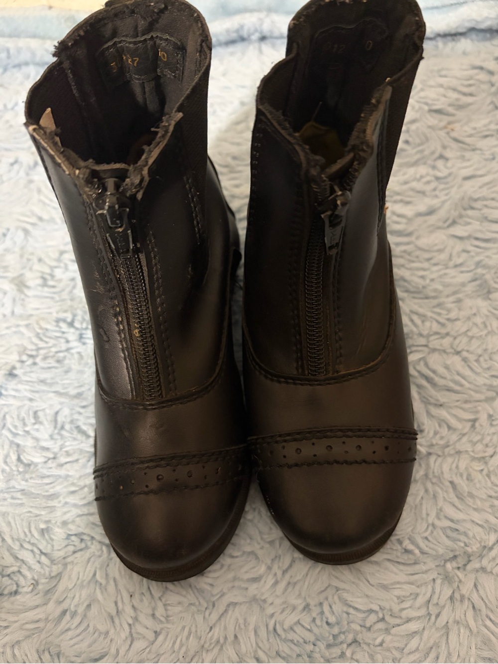 Kids Black Front-Zip Ankle Boots